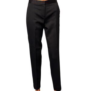 The Row Classic Tuxedo Pants size US 0 Black Wool w/ Silk Trim Slim Ankle